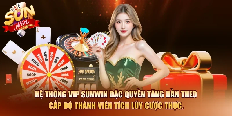 Khuyến Mãi SUNWIN – Danh Sách Ưu Đãi Hấp Dẫn T6/2026 4 Sunwin Hệ thống VIP SUNWIN đặc quyền tăng dần theo cấp độ thành viên tích lũy cược thực.