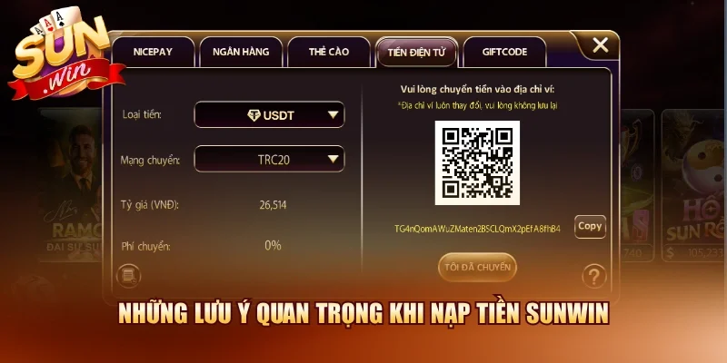 Nạp Tiền SUNWIN – Hướng Dẫn Giao Dịch Nhanh Chóng 2026 4 Sunwin Những lưu ý quan trọng khi nạp tiền SUNWIN